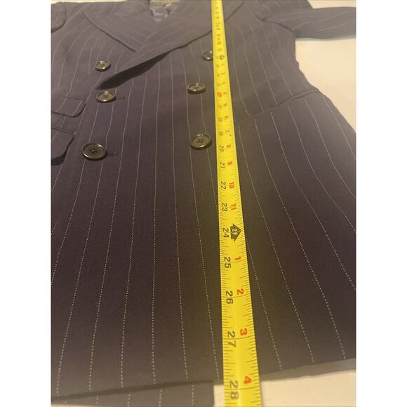 Ralph Lauren Collection Classic Navy Pinstripe Wool Jacket Blazer 2 Double Peak - Picture 8 of 10
